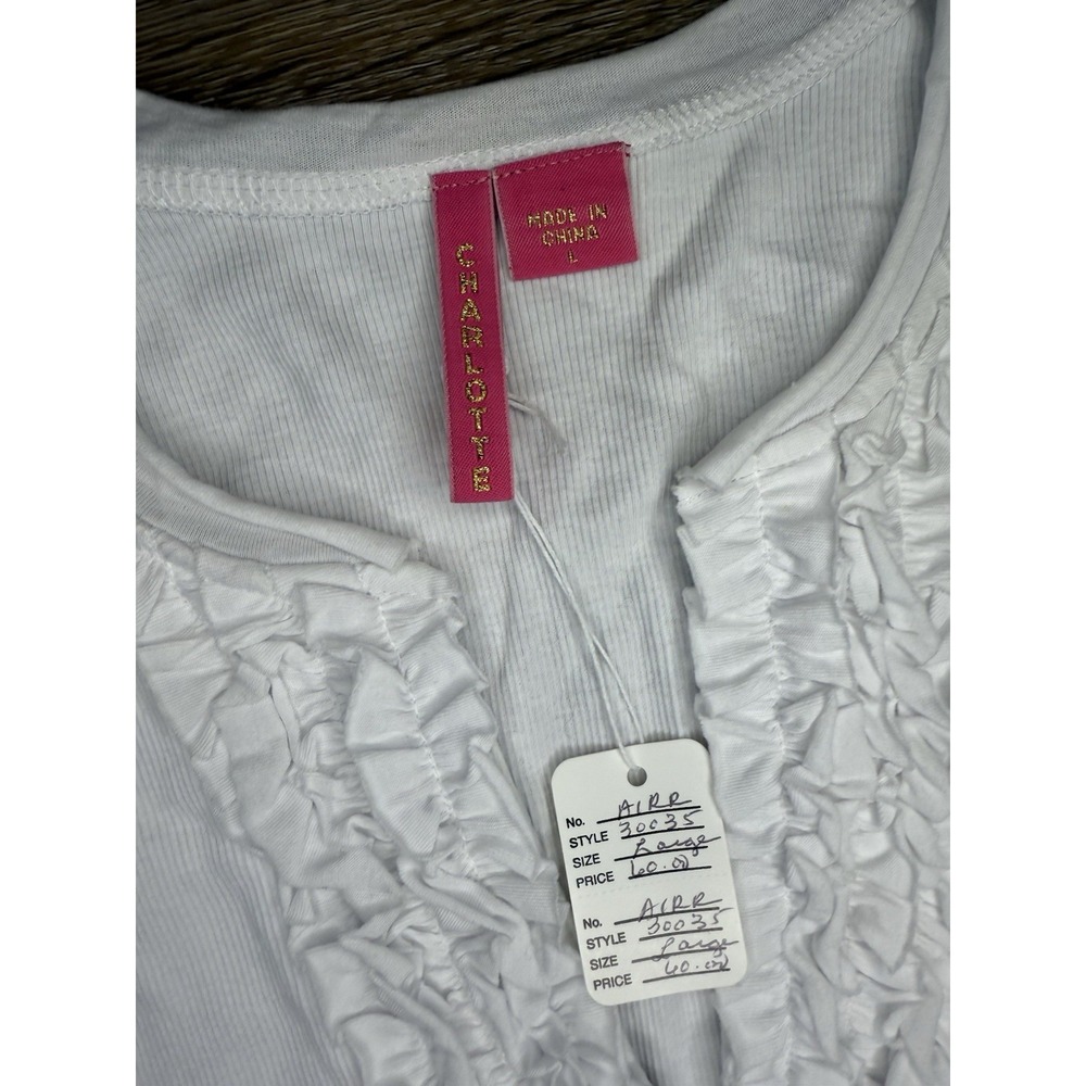 NWT Charlotte Tarantola Sz Large White Tank With‎ Crystal Accents Sleeveless Top - Picture 3 of 8